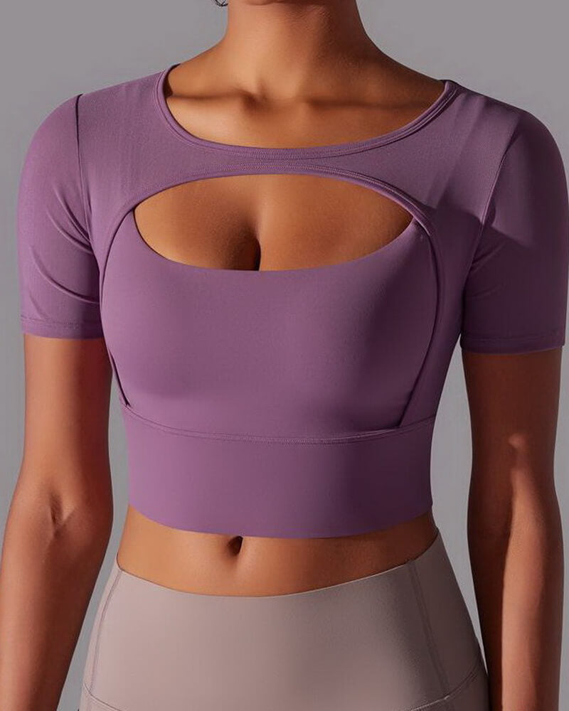 NURO Women's Sheer Mesh Long Sleeve Top, Layered Sports Bra Workout Shirt