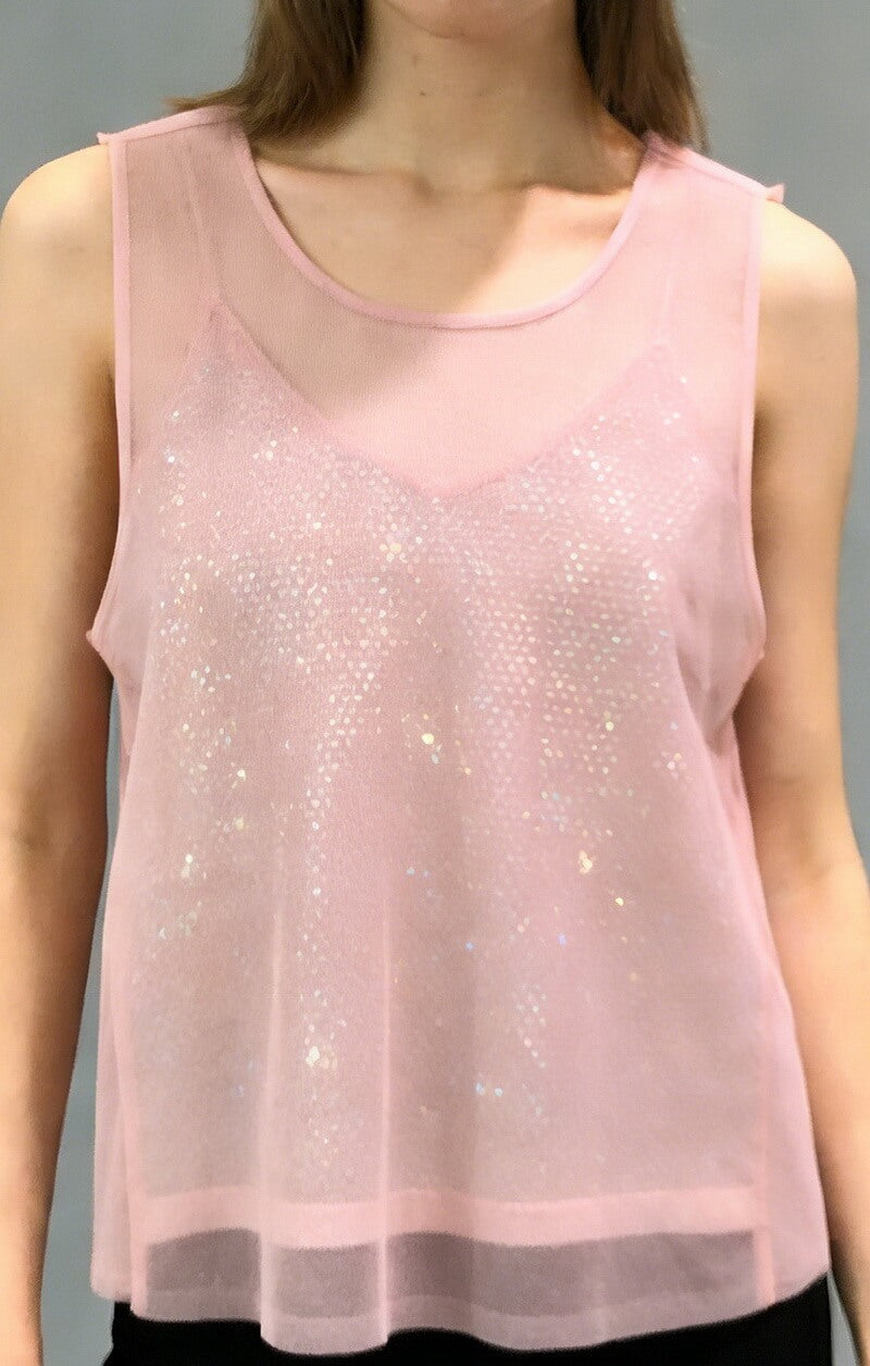 NURO Women's Sheer Mesh Rhinestone Tank Top - Strapless, High Shine, Party Crop Top