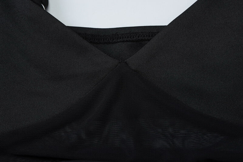 NURO Women's Sheer Mesh Slit Sleeveless Slip Dress, Sexy V-Neck Long Dress with Side Cutouts