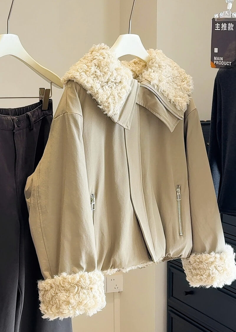 NURO Women's Sherpa Lined Zip-Up Jacket – Oversized Fleece Coat with Large Collar