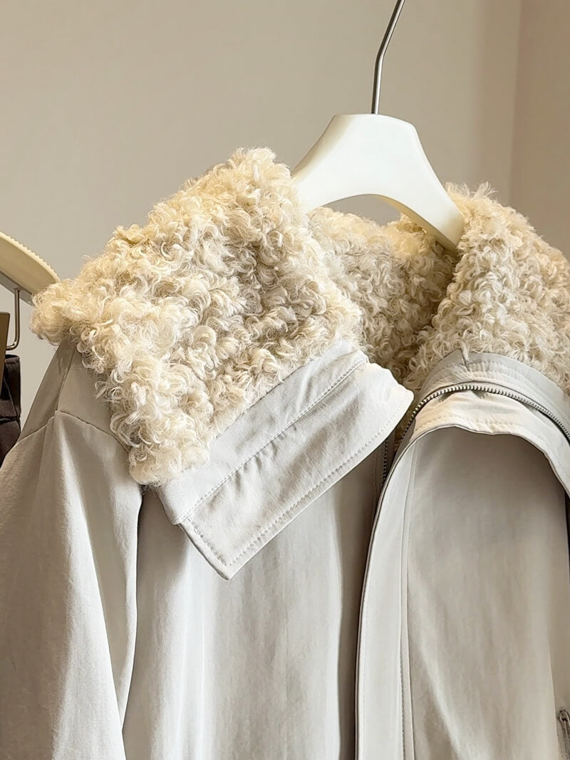 NURO Women's Sherpa Lined Zip-Up Jacket – Oversized Fleece Coat with Large Collar