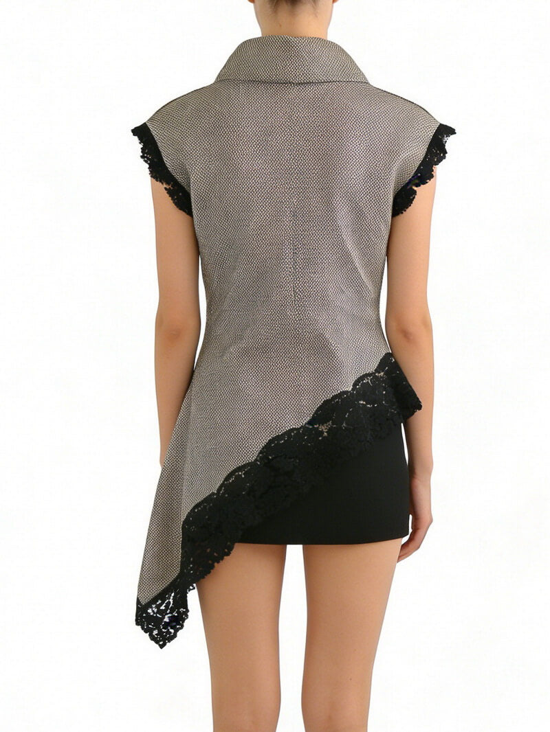 NURO Women's Short Sleeve Mock Neck Top - Waffle Knit Casual Shirt