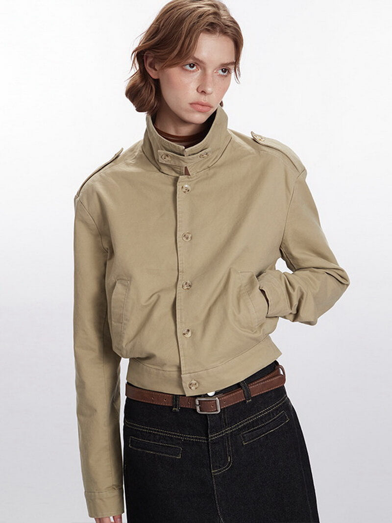 NURO Women's Short Workwear Jacket, Slim Fit Long Sleeve Utility Coat for Autumn