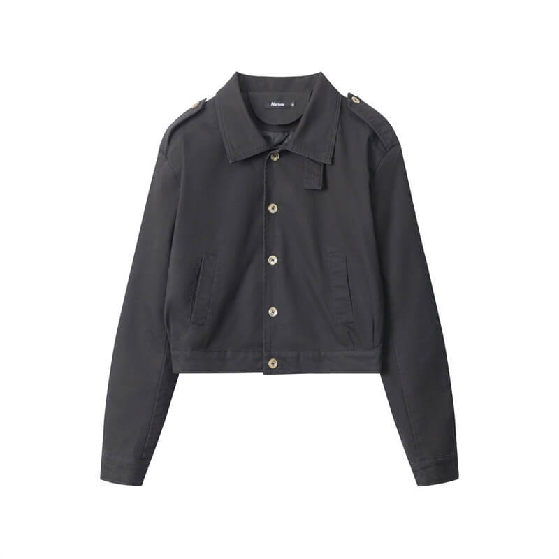 NURO Women's Short Workwear Jacket, Slim Fit Long Sleeve Utility Coat for Autumn