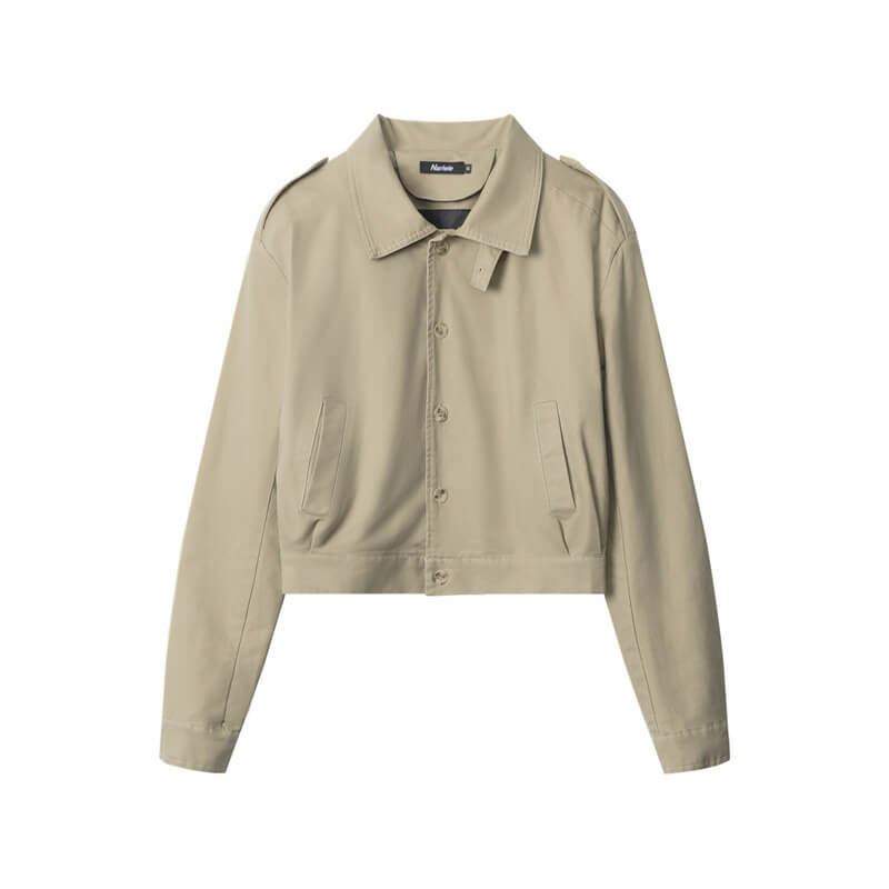 NURO Women's Short Workwear Jacket, Slim Fit Long Sleeve Utility Coat for Autumn