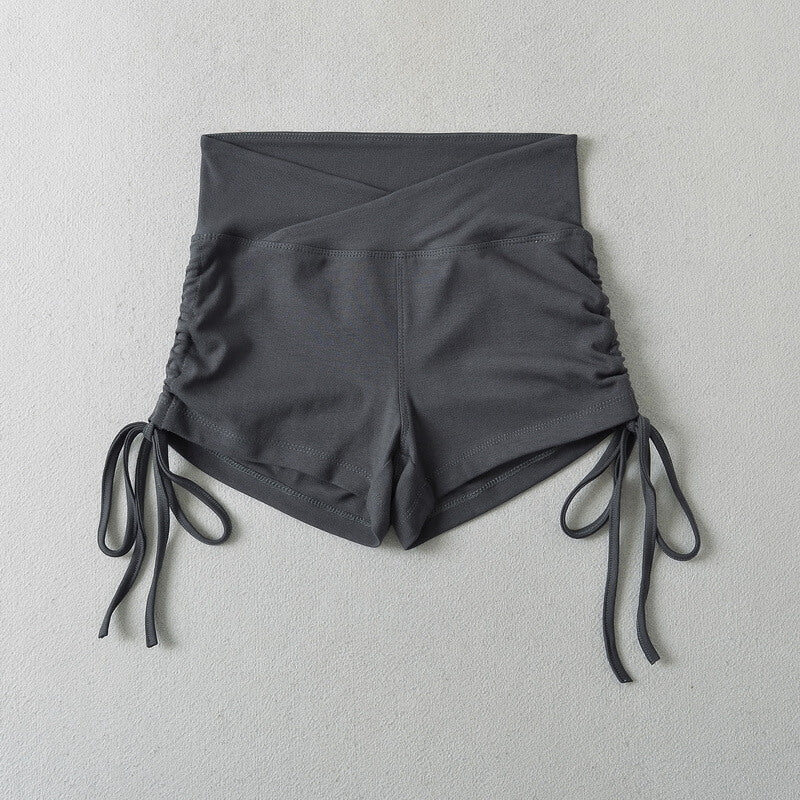 NURO Women's Side Tie Shorts, V-Waist Detail Casual Hot Pants