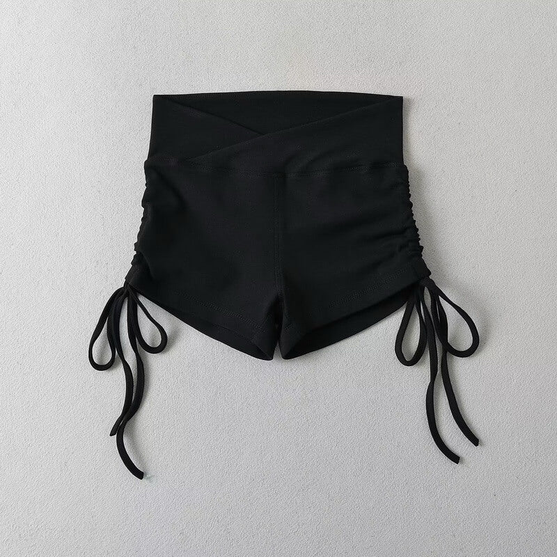 NURO Women's Side Tie Shorts, V-Waist Detail Casual Hot Pants