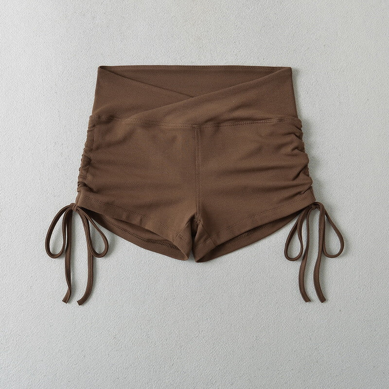 NURO Women's Side Tie Shorts, V-Waist Detail Casual Hot Pants