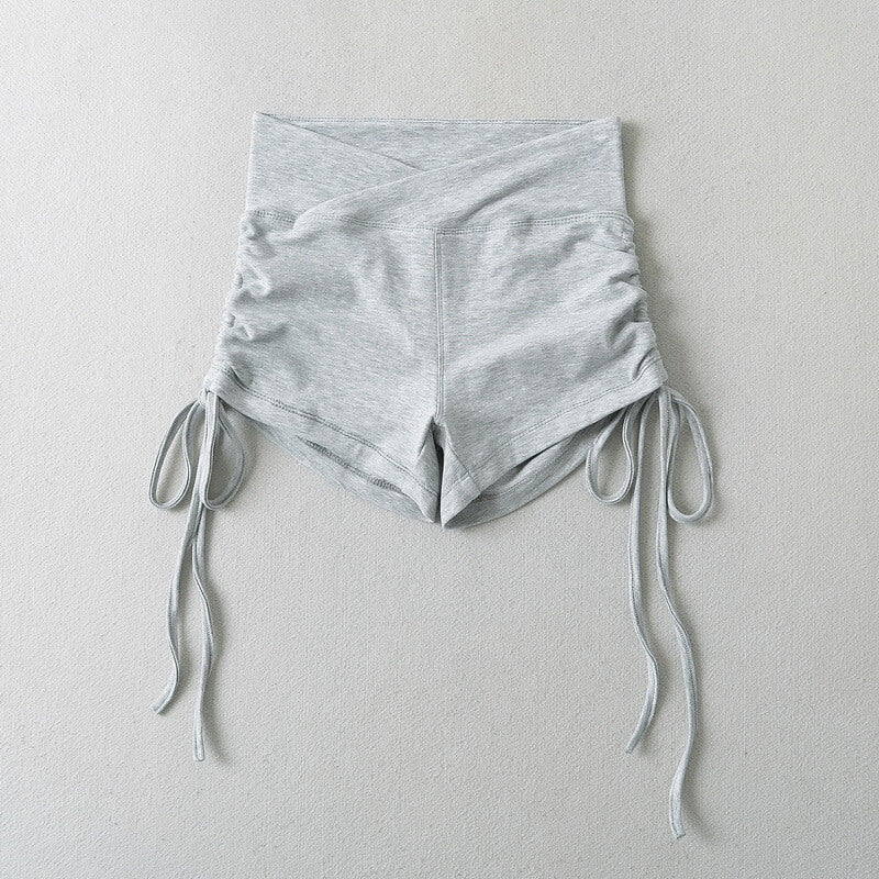 NURO Women's Side Tie Shorts, V-Waist Detail Casual Hot Pants