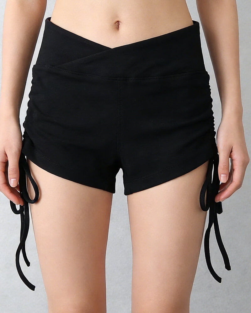 NURO Women's Side Tie Shorts, V-Waist Detail Casual Hot Pants