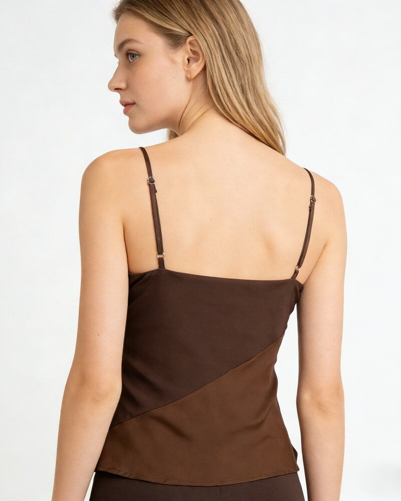 NURO Women's Silk-Look Lace Trim Bustier Top