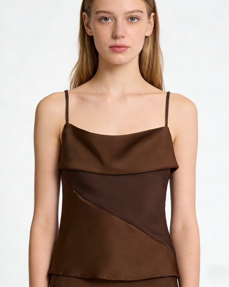 NURO Women's Silk-Look Lace Trim Bustier Top