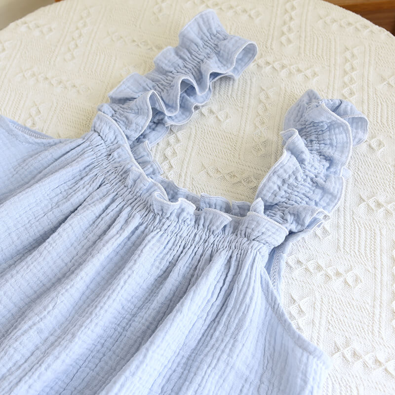 NURO Women's Sleeveless Cotton Gauze Sleep Dress, Sweet and Cute Midi Nightgown, Lightweight Summer Loungewear for Home or Casual Wear