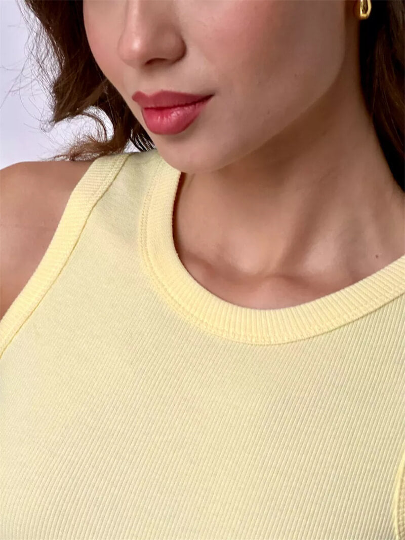 NURO Women's Sleeveless Crop Top and High-Waisted Shorts Set