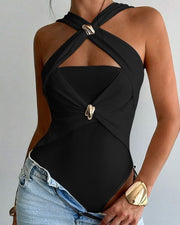 NURO Women's Sleeveless High Waist Tapered Jumpsuit