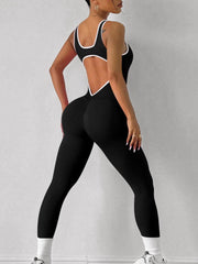 NURO Women's Sleeveless Unitard with Built-in Bra - Ribbed Workout Bodysuit for Yoga and Fitness