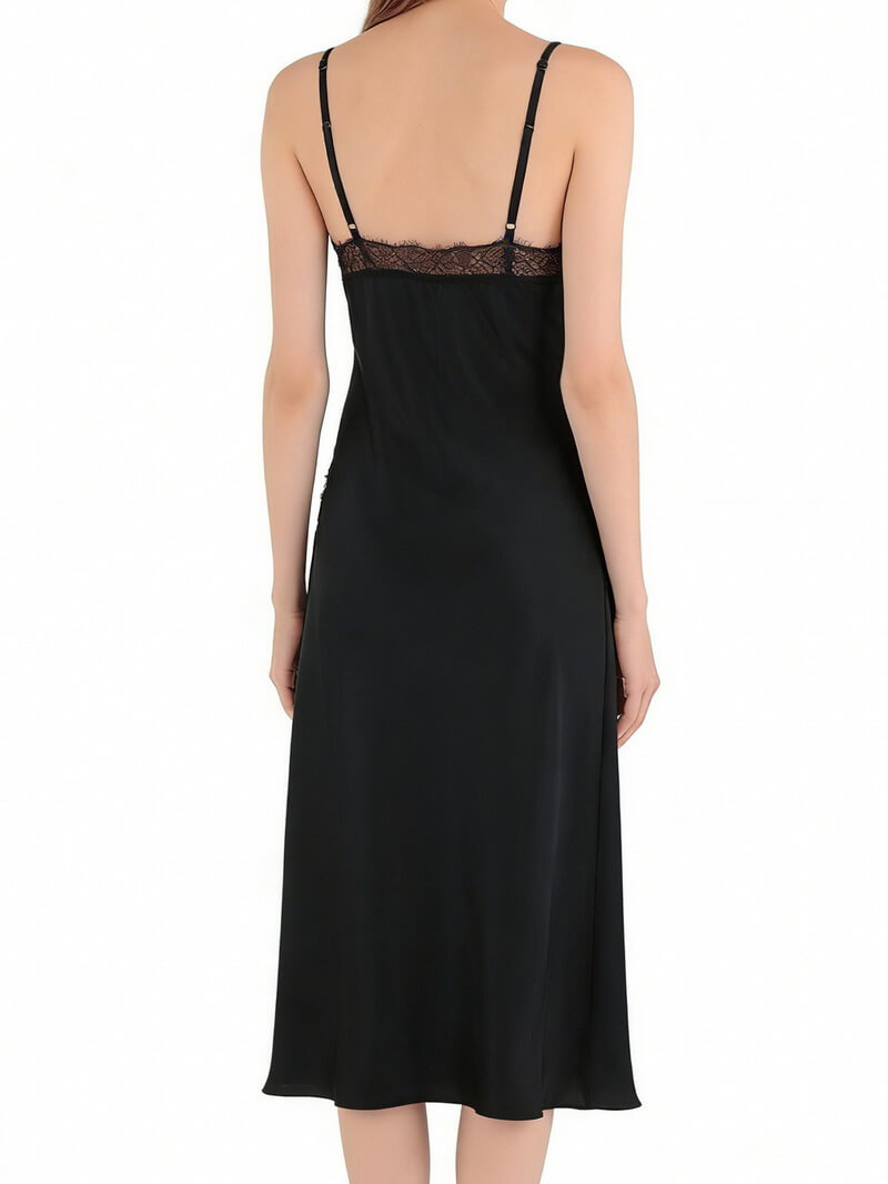 NURO Women's Slip Dress with V Neck - Elegant Satin Maxi Dress