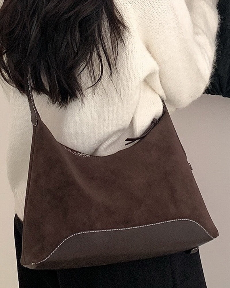 NURO Women's Soft Suede Bucket Bag Korean Style Shoulder Hobo Handbag