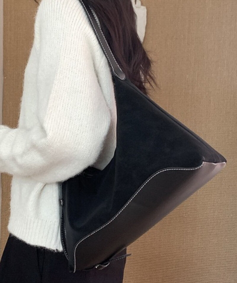 NURO Women's Soft Suede Bucket Bag Korean Style Shoulder Hobo Handbag