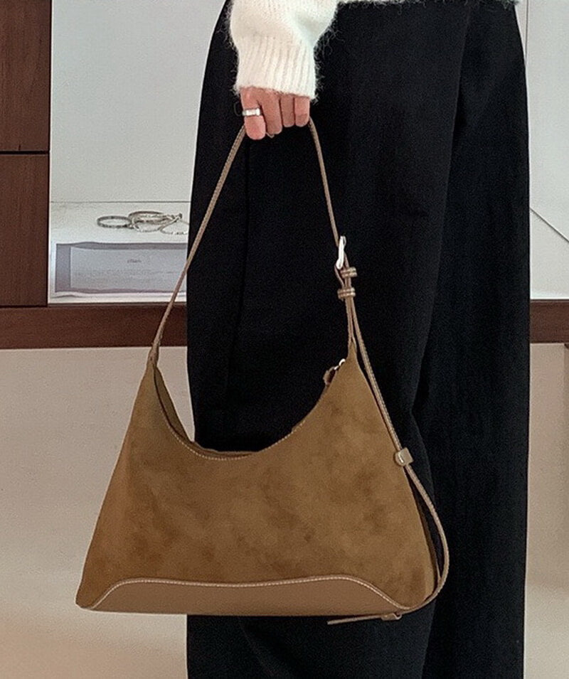 NURO Women's Soft Suede Bucket Bag Korean Style Shoulder Hobo Handbag