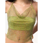 NURO Women's Sparkle Chain Strap Cami Top Sexy Open Back Cami Top