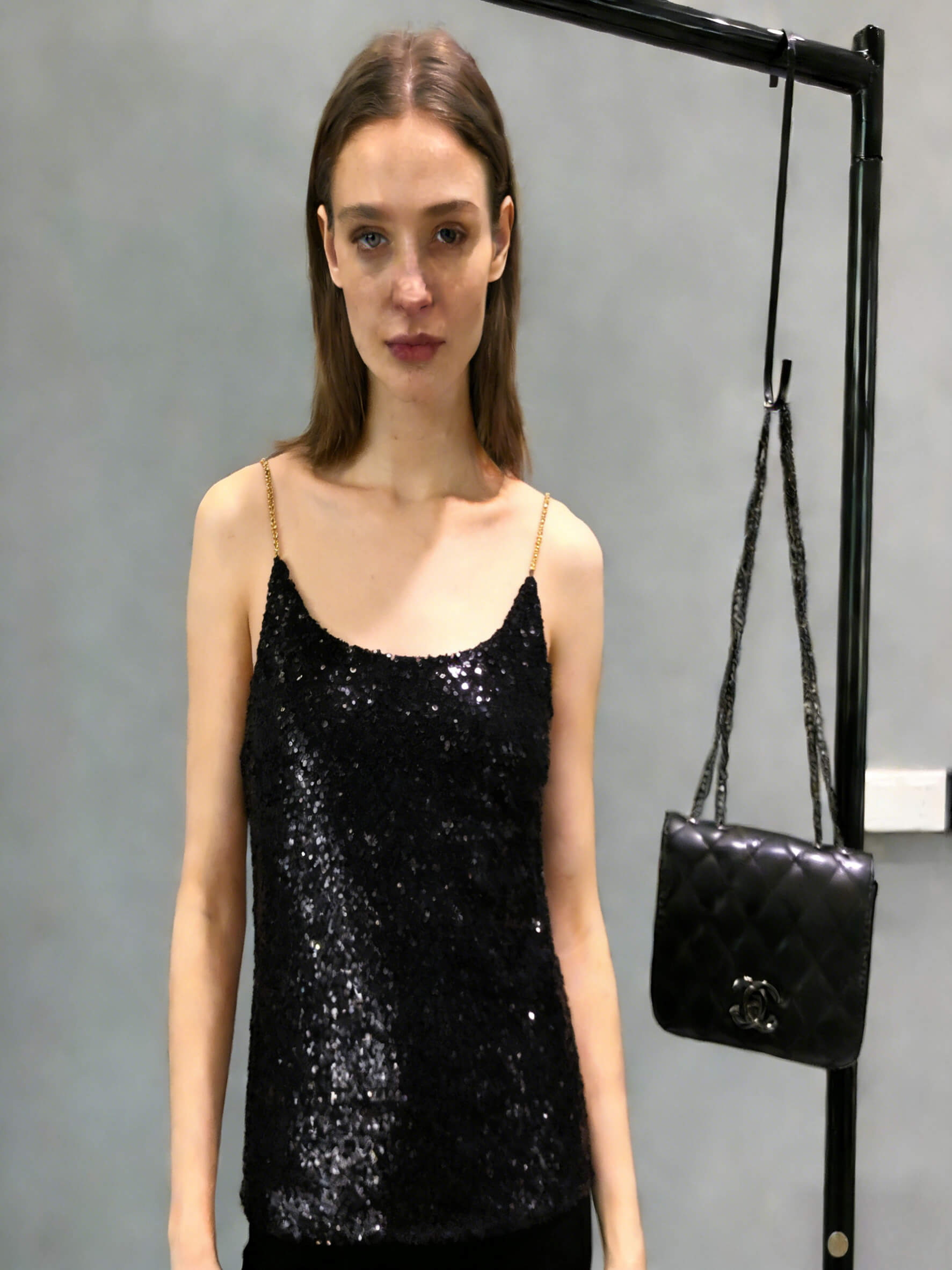 NURO Women's Sparkly Blazer Short Lapel Vest Sequin Performance Top with V-Neck Long Sleeves