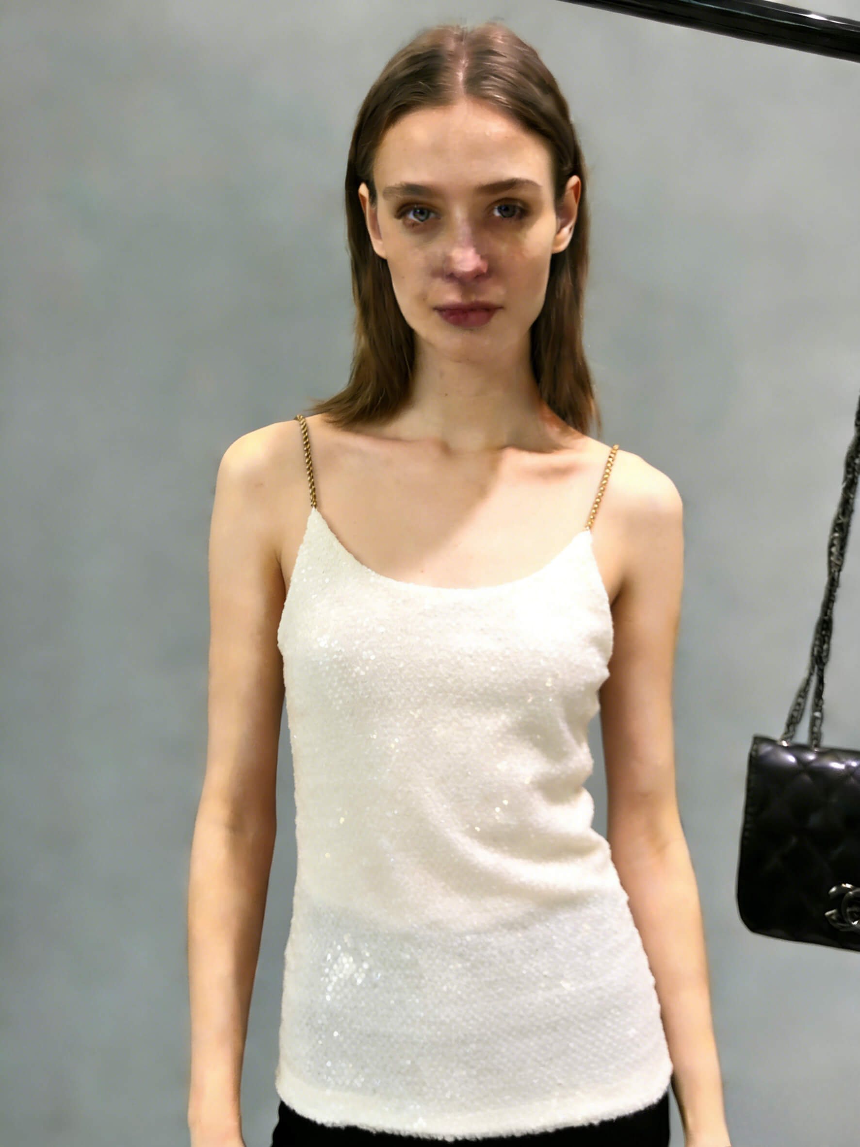 NURO Women's Sparkly Blazer Short Lapel Vest Sequin Performance Top with V-Neck Long Sleeves