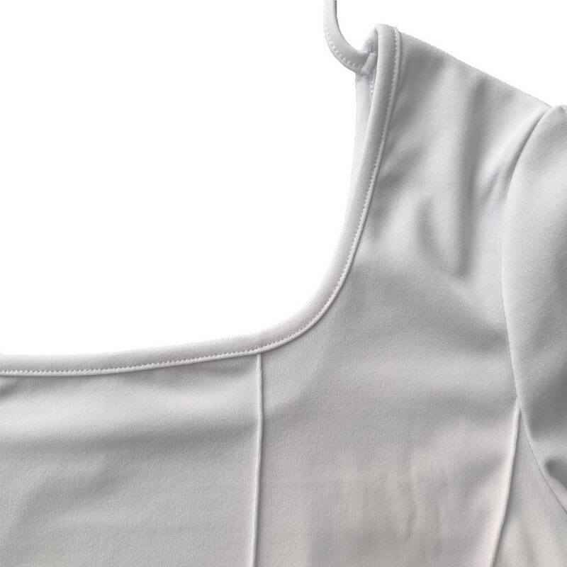 NURO Women's Square Neck Long Sleeve Top Flare Sleeve Crop T-Shirt