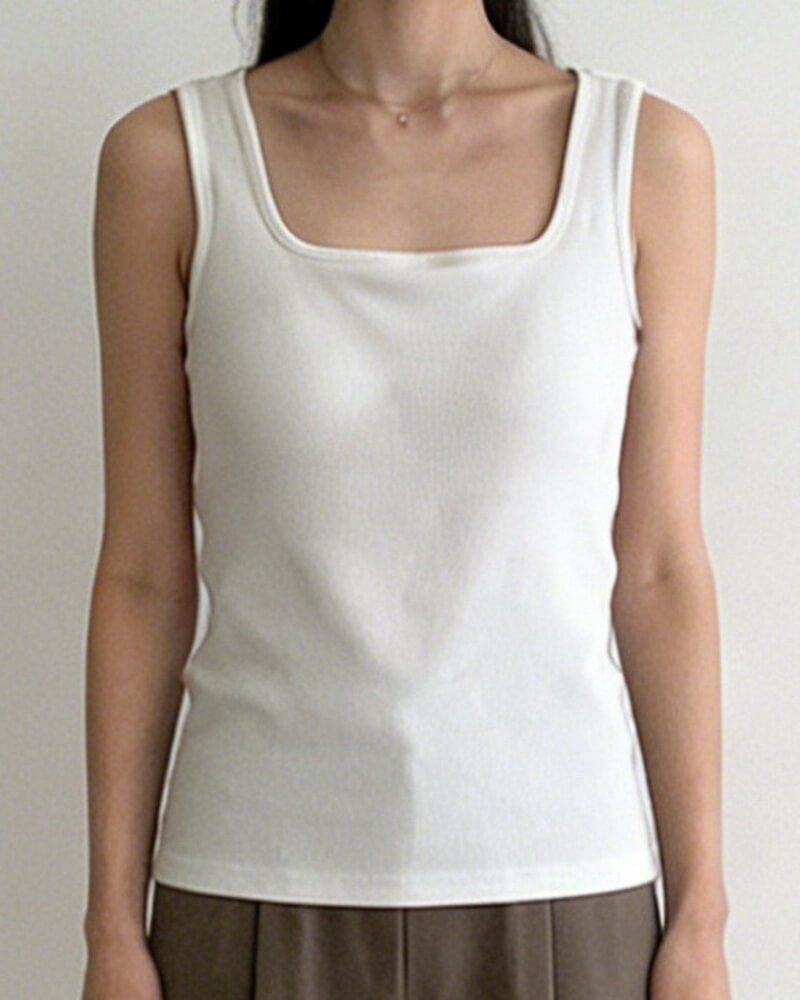 NURO Women's Square Neck Wide Strap Fleece Lined Cami Top