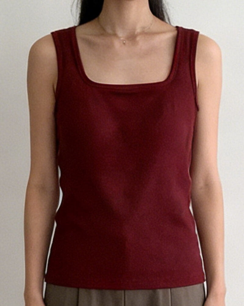 NURO Women's Square Neck Wide Strap Fleece Lined Cami Top