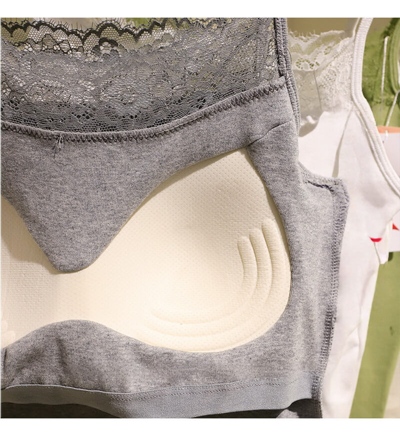 NURO Women's Star Embroidered Cotton Cami Top, Lace Trim Bralette