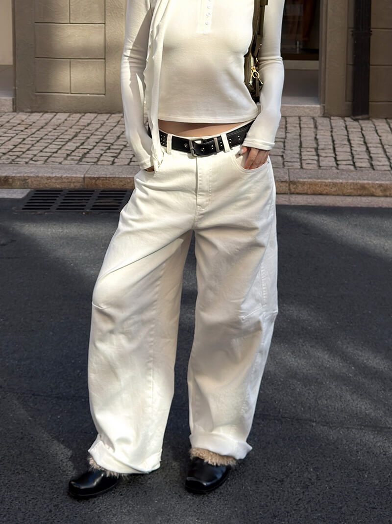 NURO Women's Straight Leg Denim Jeans with High-Temp Shaping - Low Rise Slim Fit Vintage Washed Streetwear Pants