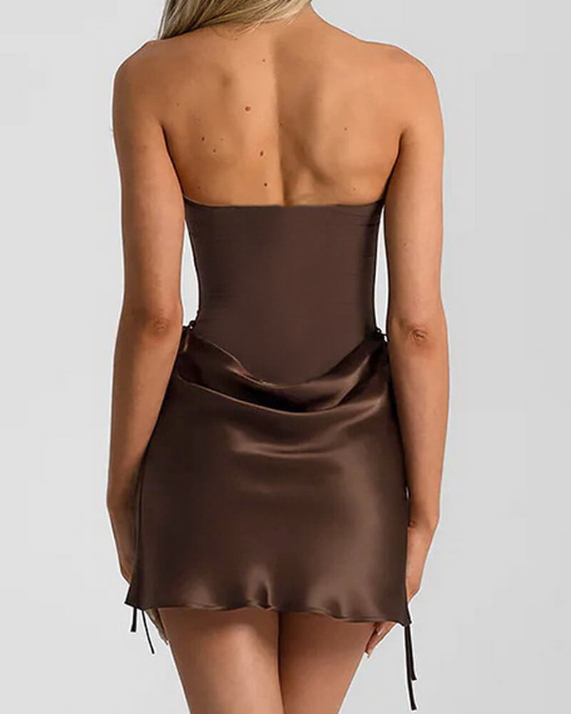 NURO Women's Strapless Belted Bodycon Mini Dress