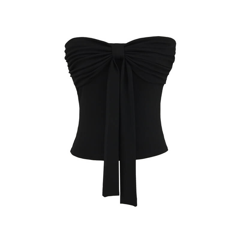 NURO Women's Strapless Bow Detail Bustier, Corset Style Crop Top