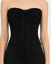 NURO Women's Strapless Bow Detail Bustier, Corset Style Crop Top