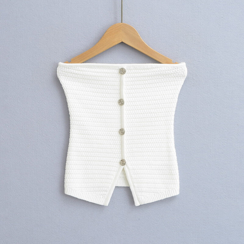 NURO Women's Strapless Button Front Bustier, Chic Corset Style Crop Top