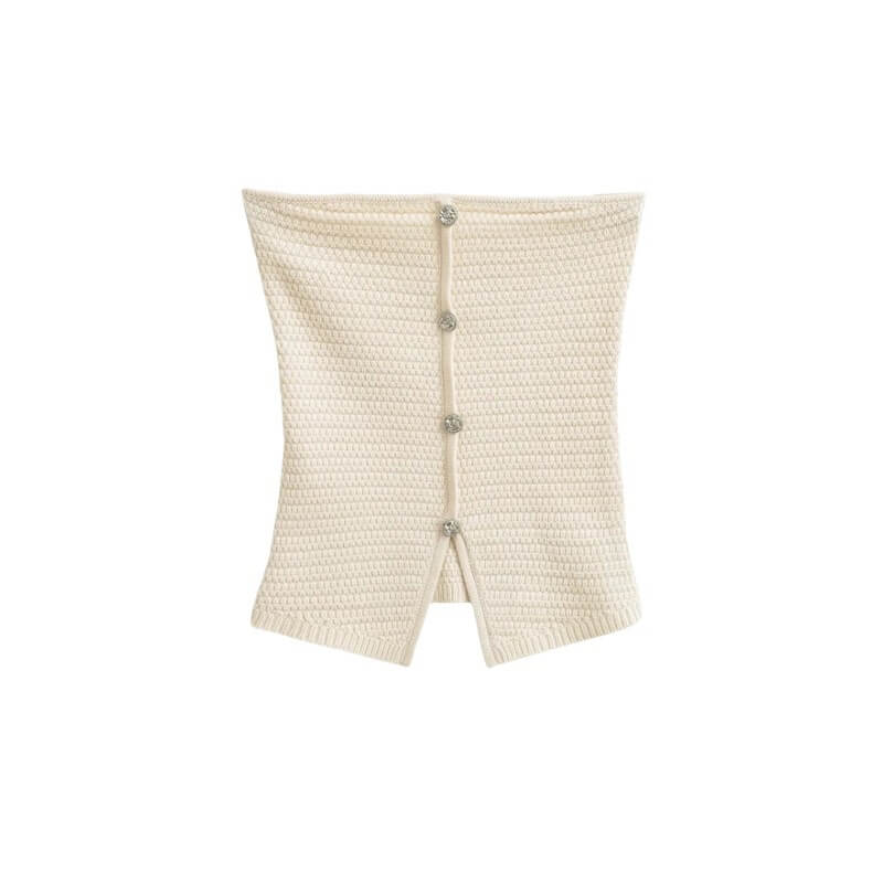 NURO Women's Strapless Button Front Bustier, Chic Corset Style Crop Top