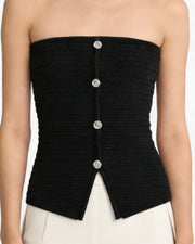 NURO Women's Strapless Button Front Bustier, Chic Corset Style Crop Top