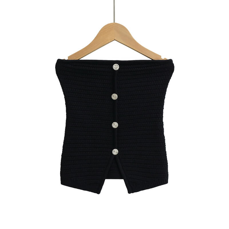 NURO Women's Strapless Button Front Bustier, Chic Corset Style Crop Top