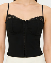 NURO Women's Strapless Contrast Trim Top, Slim Fit Crop Bustier