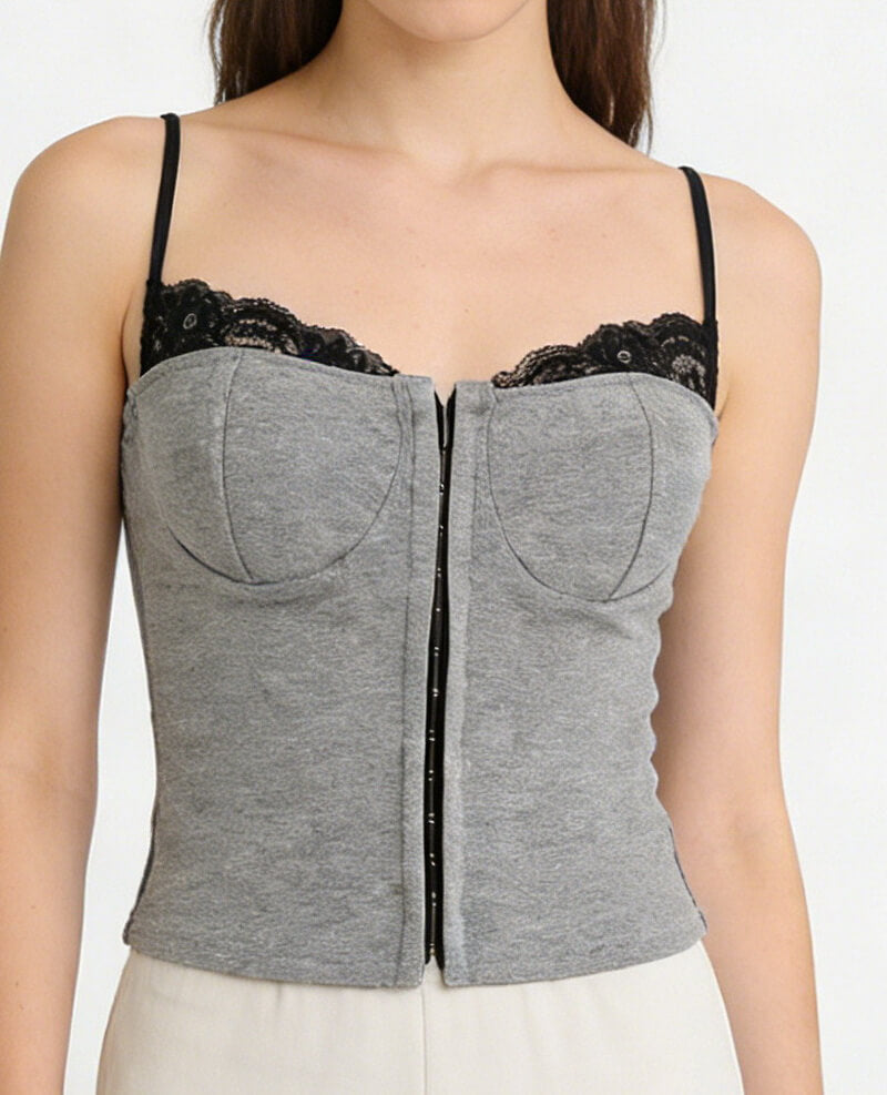 NURO Women's Strapless Contrast Trim Top, Slim Fit Crop Bustier