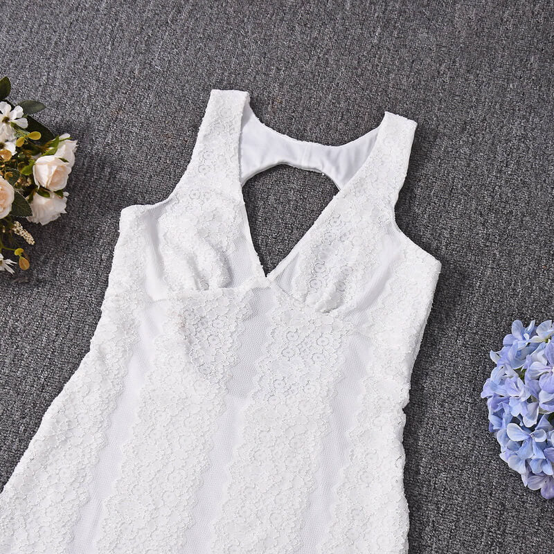 NURO Women's Strapless Floral Lace Mermaid Gown - Deep V Neck, Backless, Evening Wedding Dress