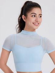 NURO Women's Strapless Mesh Sports Bra Top with Padded Cups