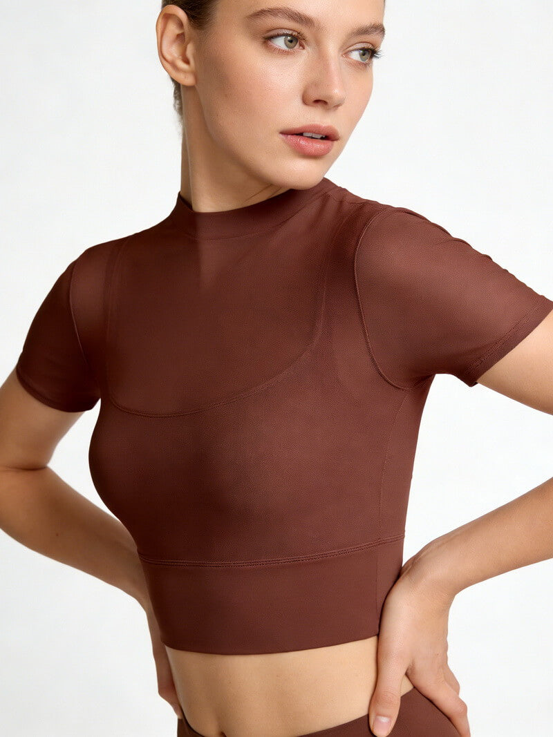 NURO Women's Strapless Mesh Sports Bra Top with Padded Cups