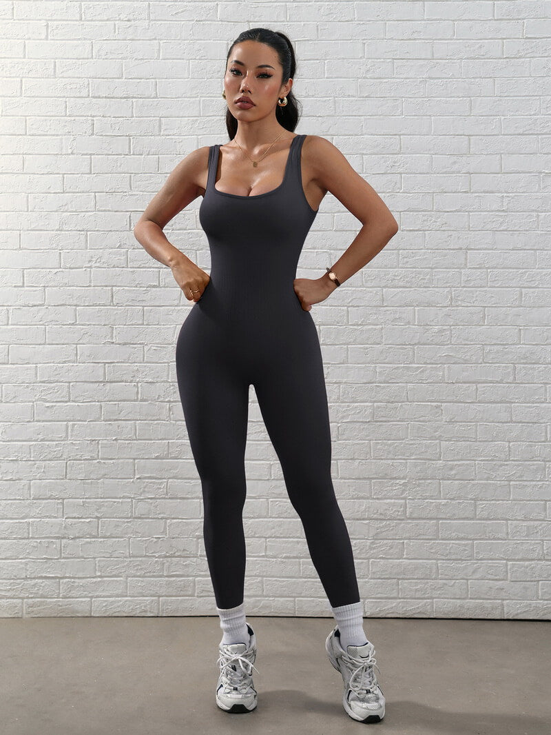 NURO Women's Strappy Back Long Sleeve Full Body Workout Catsuit