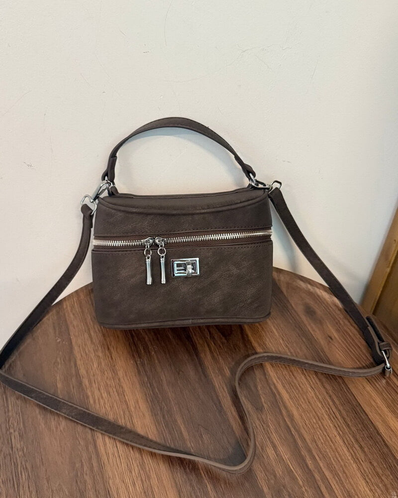 NURO Women's Suede-Lock Mini Crossbody Bag Everyday Chic Shoulder Purse