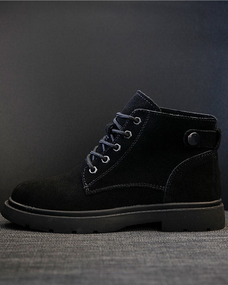 NURO Women's Suede Leather Martin Boots Mid-Calf Casual Ankle Boots
