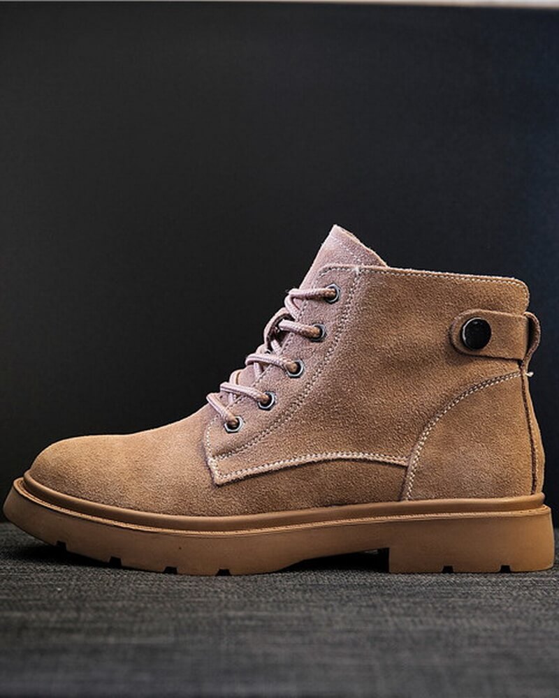 NURO Women's Suede Leather Martin Boots Mid-Calf Casual Ankle Boots
