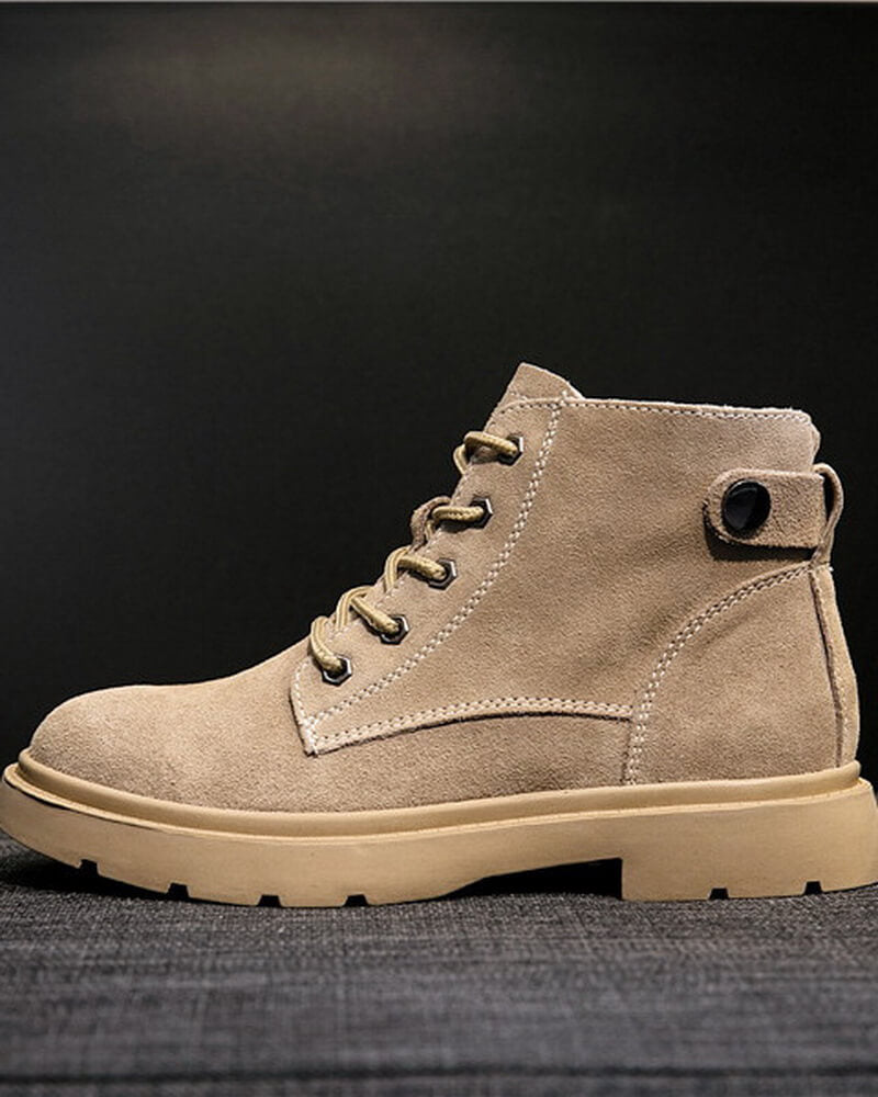 NURO Women's Suede Leather Martin Boots Mid-Calf Casual Ankle Boots