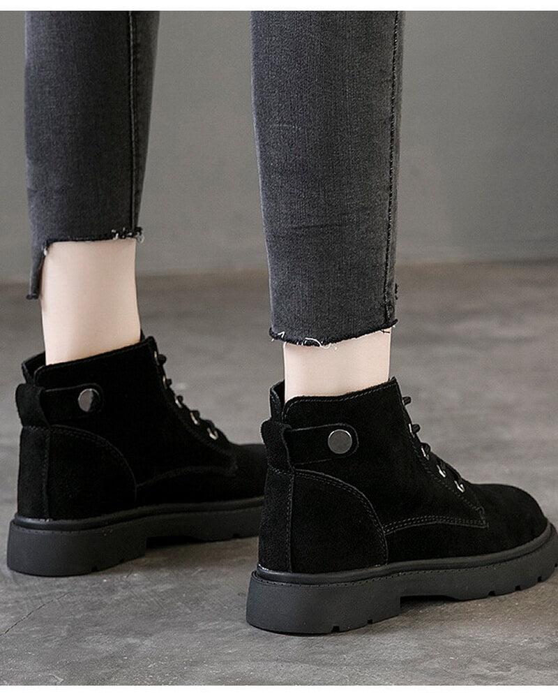 NURO Women's Suede Leather Martin Boots Mid-Calf Casual Ankle Boots